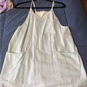 Light Blue Sleeveless Dress with Pockets